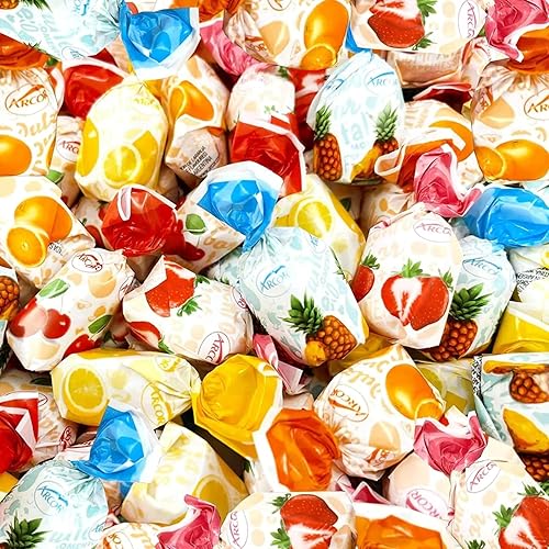 Fruit Filled Hard Candies - 3 lbs - Strawberry, Cherry, Pineapple, Orange and Lemon Flavored Bon Bons Filled with Real Fruit Pulp Bulk American