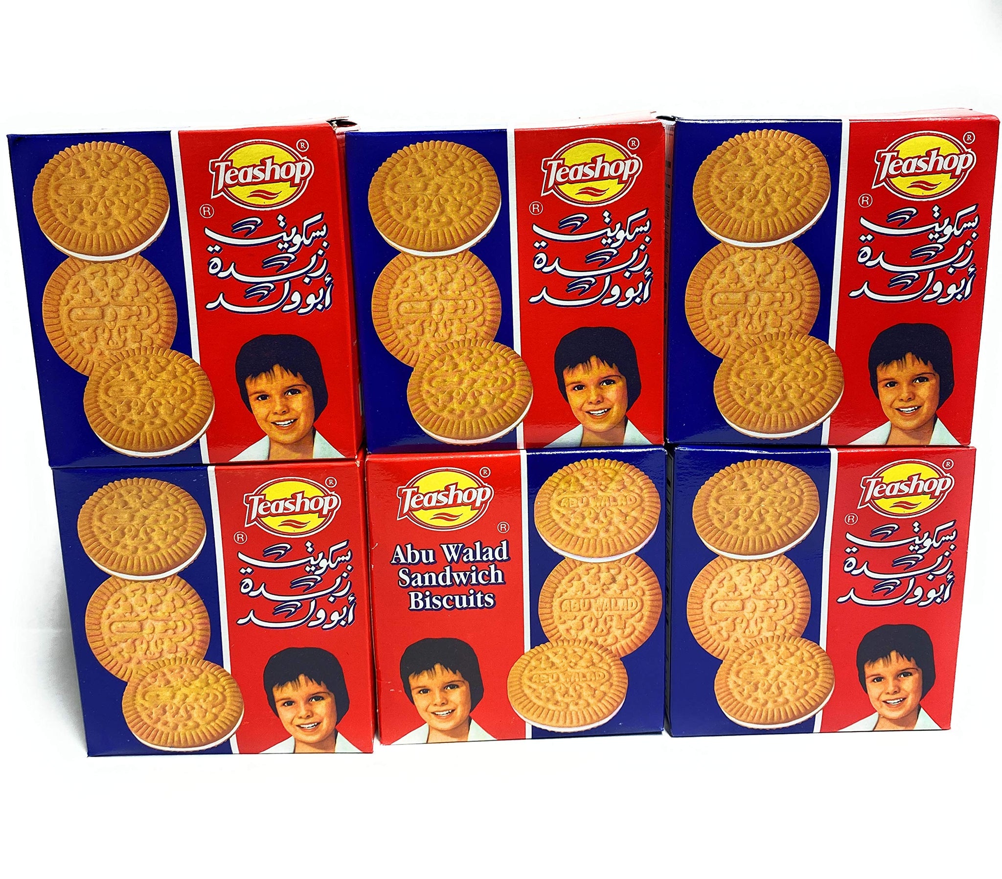 6 Packs Abu Walad Sandwich Cremes Biscuits Cookies Snacks Made in Yemen 3.52 oz (100 gram)