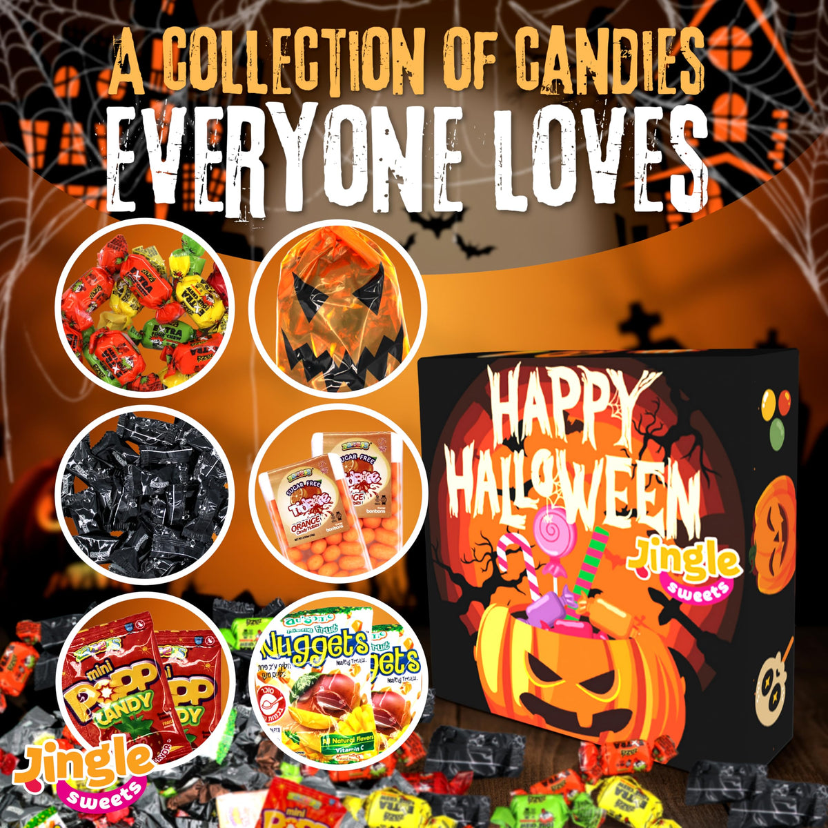 Bulk Candy Variety Pack - Gift Box Halloween - Over 2 lb of Individually Wrapped Candy - Fun Trick or Treat Gift for Kids & Adults, Nut-Free