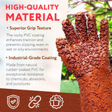 ABC PACK & SUPPLY Natural Rubber Coated PVC Gloves, Men's Size. Pack of 24 (12 Pairs) Dark Red Waterproof Work Gloves with a Rocky Finish. Heavy-Duty