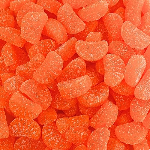 Bright Orange Slices Candy - Sugar Dusted Fruit Shaped Jellies, Candied All Orange Old Fashioned Fruit Slices Jelly Candy - by Queen City Candy Cave