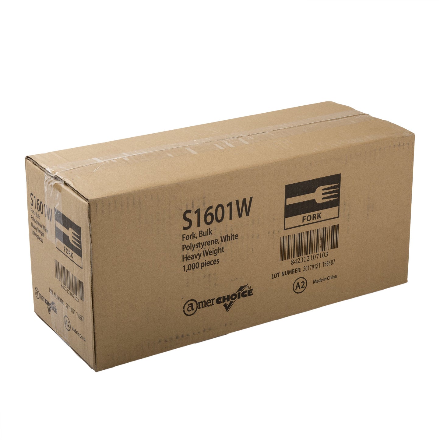 AmerCareRoyal Heavy Weight Unwrapped Disposable Polystyrene Plastic Forks for Restaurants and Catering, White, Pack of 1000