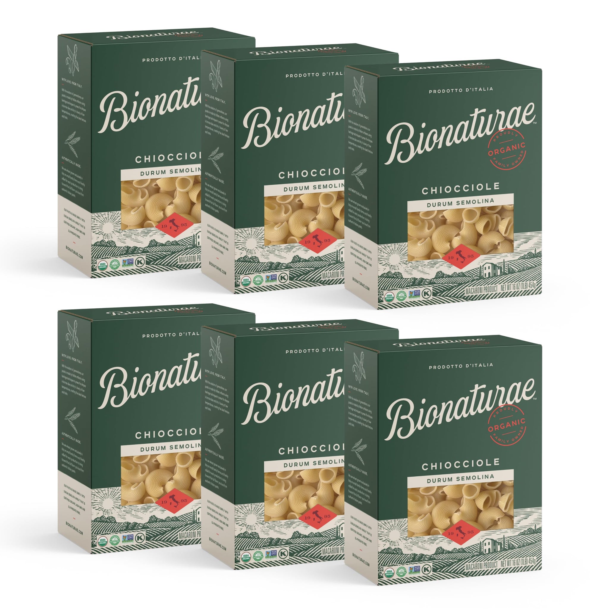 Bionaturae Chiocciole Pasta Noodles - Durum Semolina Pasta, Kosher, High Protein, Non-Gmo, Usda Certified, Durum Semolina Chiocciole, Chiocciole Pasta