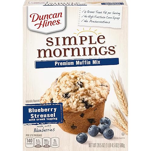 Duncan Hines Simple Mornings Blueberry Streusel Flavored Muffin Mix, 20.5 oz.