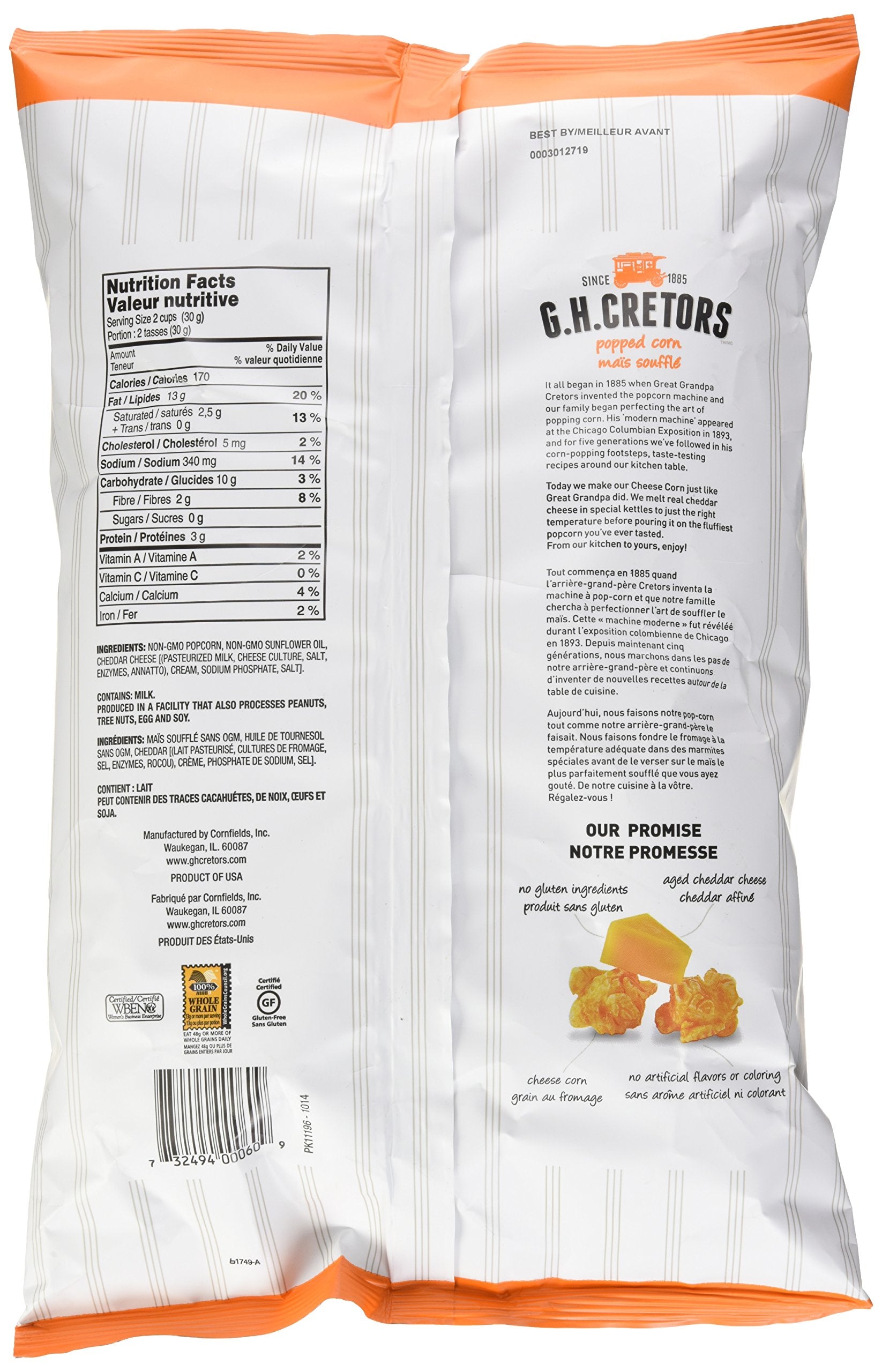 GH Cretors Popcorn Just Cheese, 6.5 oz 3 pk