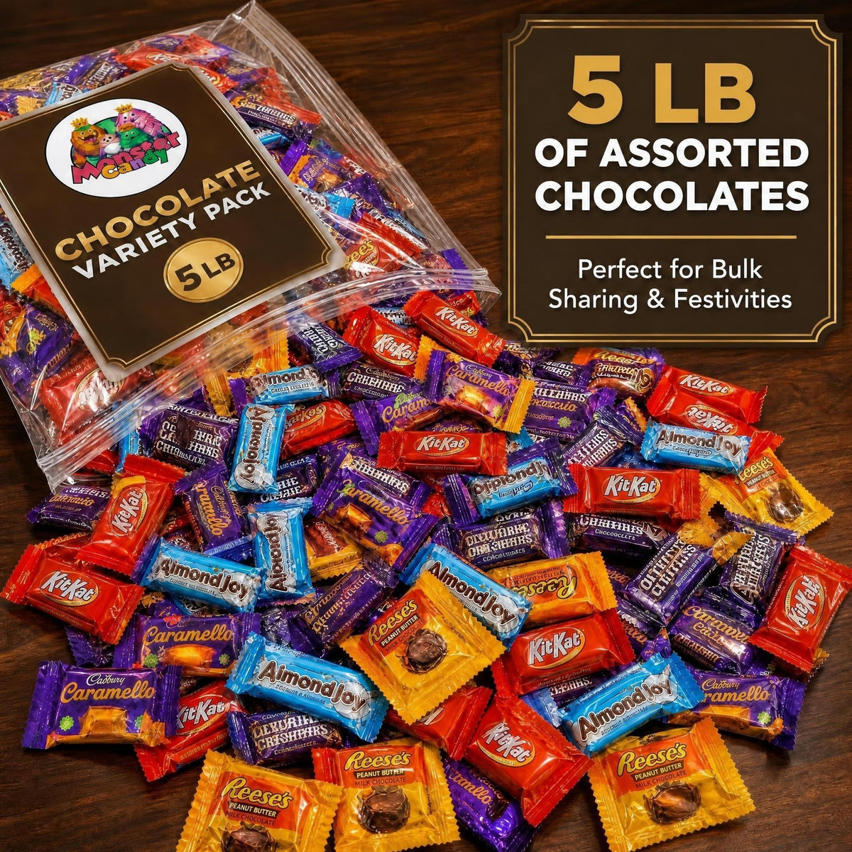Candy Bulk Assorted Chocolate Variety Pack - 5 Lb Individually Wrapped Mix for Basket Stuffers, Celebration Fillers & Party Treats - July 4th