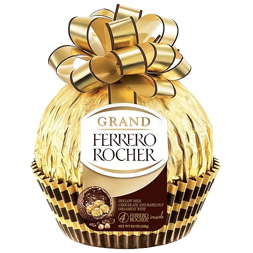 Grand Ferrero Rocher, Premium Gourmet Milk Chocolate Hazelnut, Luxury Chocolate Holiday Gift, 8.5 Oz