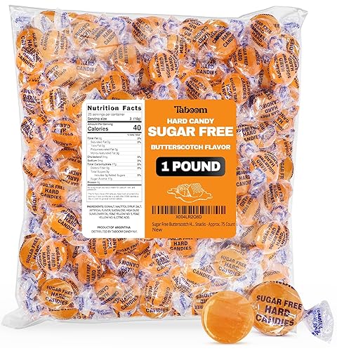 Sugar Free Butterscotch Hard Candy Bulk Bag Holiday Candies - 1 Pound Approx. 75 Individually Wrapped Butter Scotch Flavored Sugar Free Candy