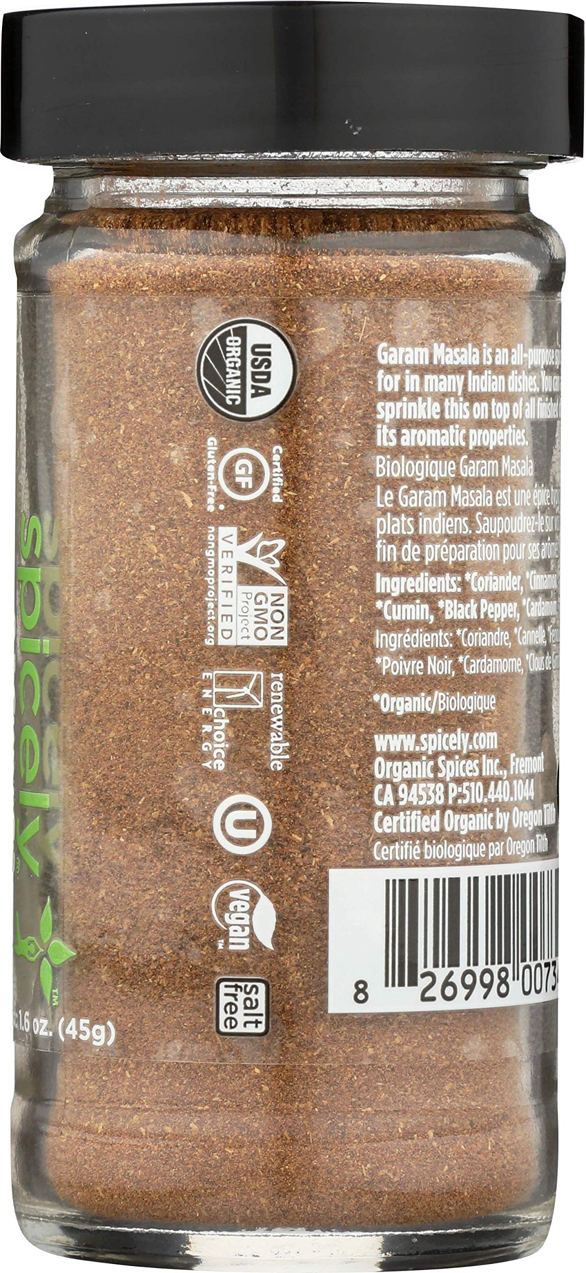 SPICELY Organic Jar Seasoning Garam Masala, 1.6 OZ