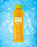 Pure Green Cold Pressed Juice - Wake Up Call - Fresh Functional Blend with Apple, Ginger, Lemon, Cayenne - Natural, Gluten Free, Non-GMO, No