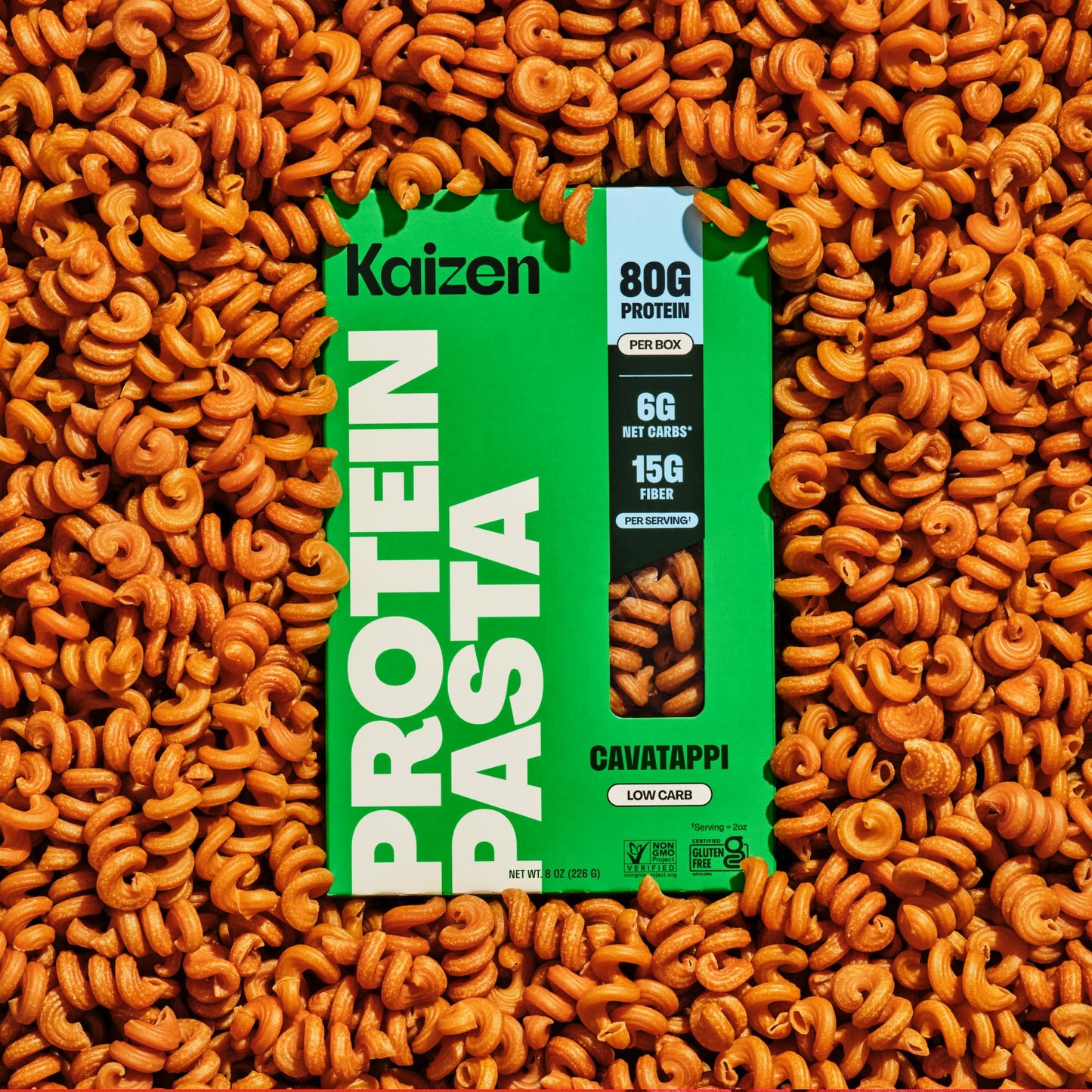 Kaizen Cavatappi Protein Pasta, 20g Protein, Low Carb (6g Net Carbs), Keto-Friendly, Gluten-Free, Plant-Based Lupini Noodles, High Fiber, 8 Ounce