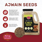 Spicy World Ajwain Seeds 5 LB Bulk Jar - Carom Seeds, Bishops, 100% Natural, Premium Quality - Great for Tea, Breads, Spice Rubs, Digestion and More