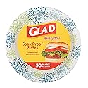 Glad Everyday Round Paper Plates, Blue Hydrangea Print Disposable Dinner Plates for Meals and Parties, Soak Proof and Cut Resistant, Microwave Safe