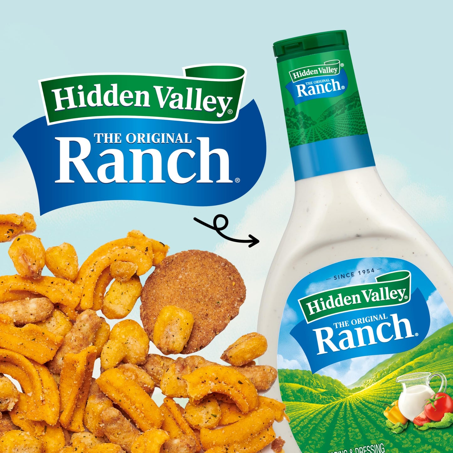 Snak Club Crunch Mix with Hidden Valley Ranch Seasoning, Toasted Corn, Chili Cheese Corn Jacks, Sesame Sticks, and Rye Chips, Kosher Snack, 2.5 oz