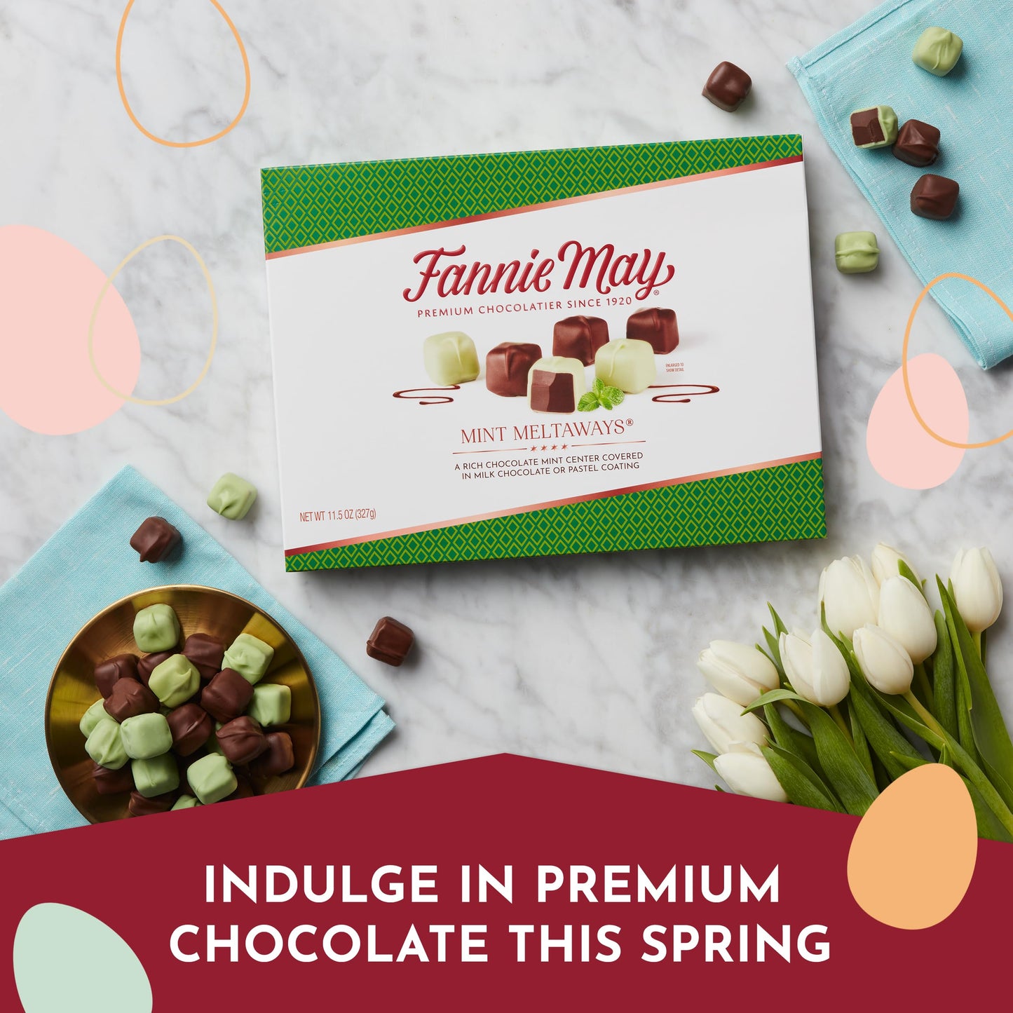 Fannie May, Milk Chocolate Candy, Mint Meltaways, Gift Box, 11.5 oz
