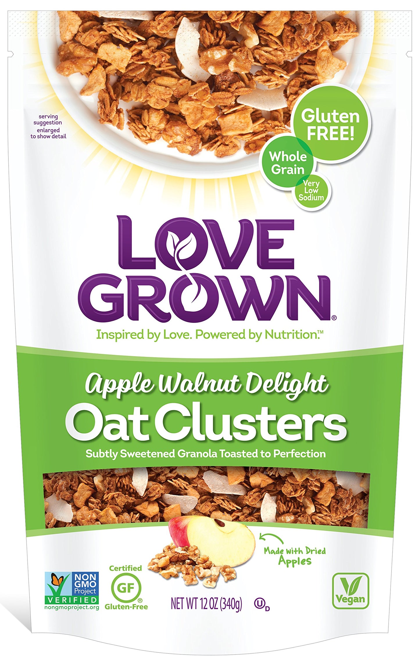 Love Grown Apple Walnut Delight Oat Clusters, 12 oz. Bag, 3-Pack