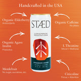 STAED Organic Energy Drinks, Clean Natural Productivity Drink with Cognizin® Citicoline & L-Theanine, Sparkling Functional Beverage, Clean Caffeine