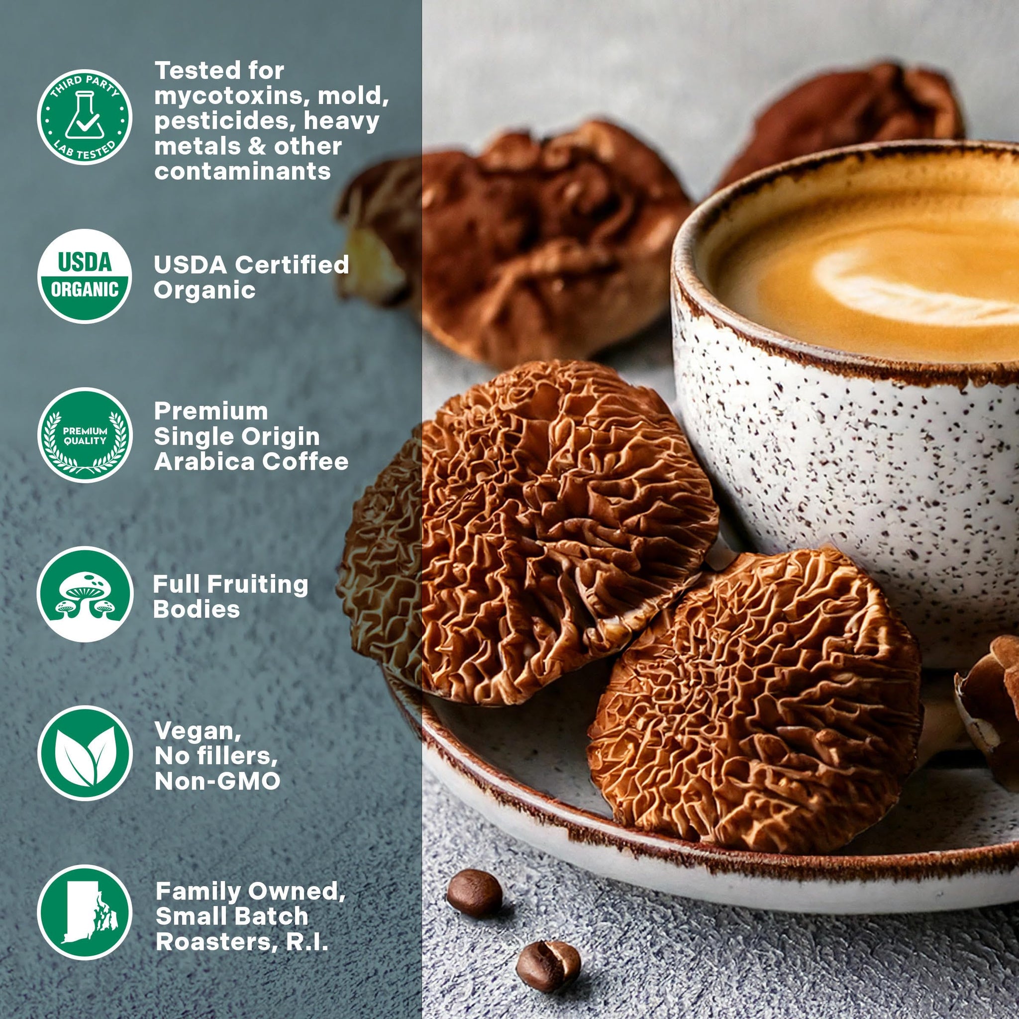 Organic 14 Mushroom Coffee Blend Dark Roast, Organic Lion's Mane, Chaga, Red Reishi and more, Chocolate Notes, Enhances Overall Health, Immune Support