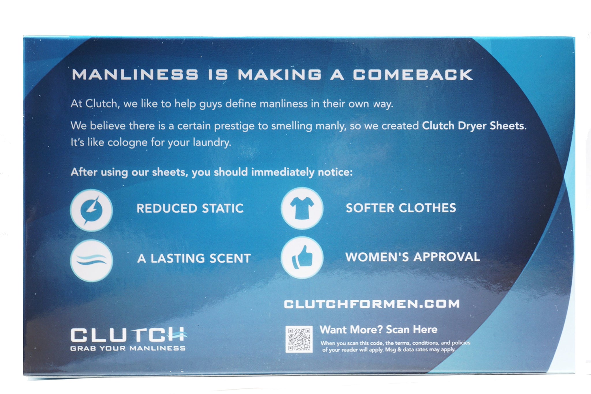 Clutch Men's Dryer Sheets, Fabric Softener for Men, 40 Count Box