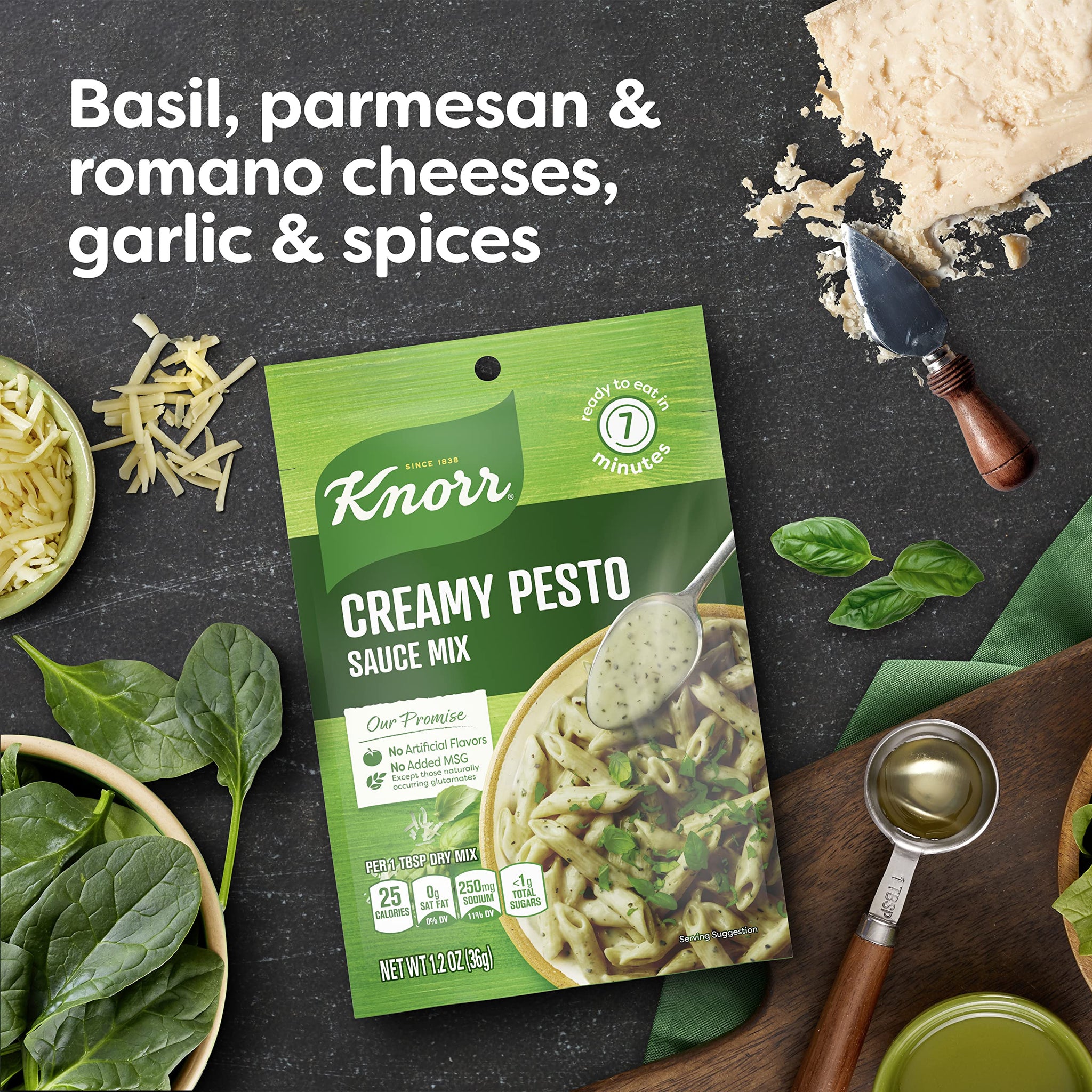 Knorr Sauce Mix Pasta Sauce For Simple Meals and Sides Creamy Pesto No Artificial Flavors, No Added Msg 1.2 oz, 24 Count