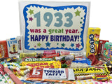 RETRO CANDY YUM ~ 1933 93rd Birthday Gift Box Classic Nostalgic Candy from Childhood for 93 Year Old Man or Woman Born 1933