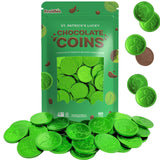 Saint Patrick's Day 100 Clover Shamrock Leprechaun Green Coins, Premium Belgian Nut-Free Candy, Kosher (100-Pack)