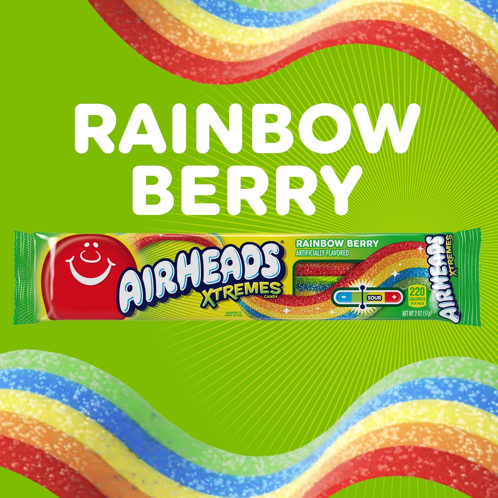 Airheads Xtremes Belts Candy, Chewy Candy Package, Rainbow Berry Fruit Flavor Artificially Flavored, 3 Ounces (12-Pack)
