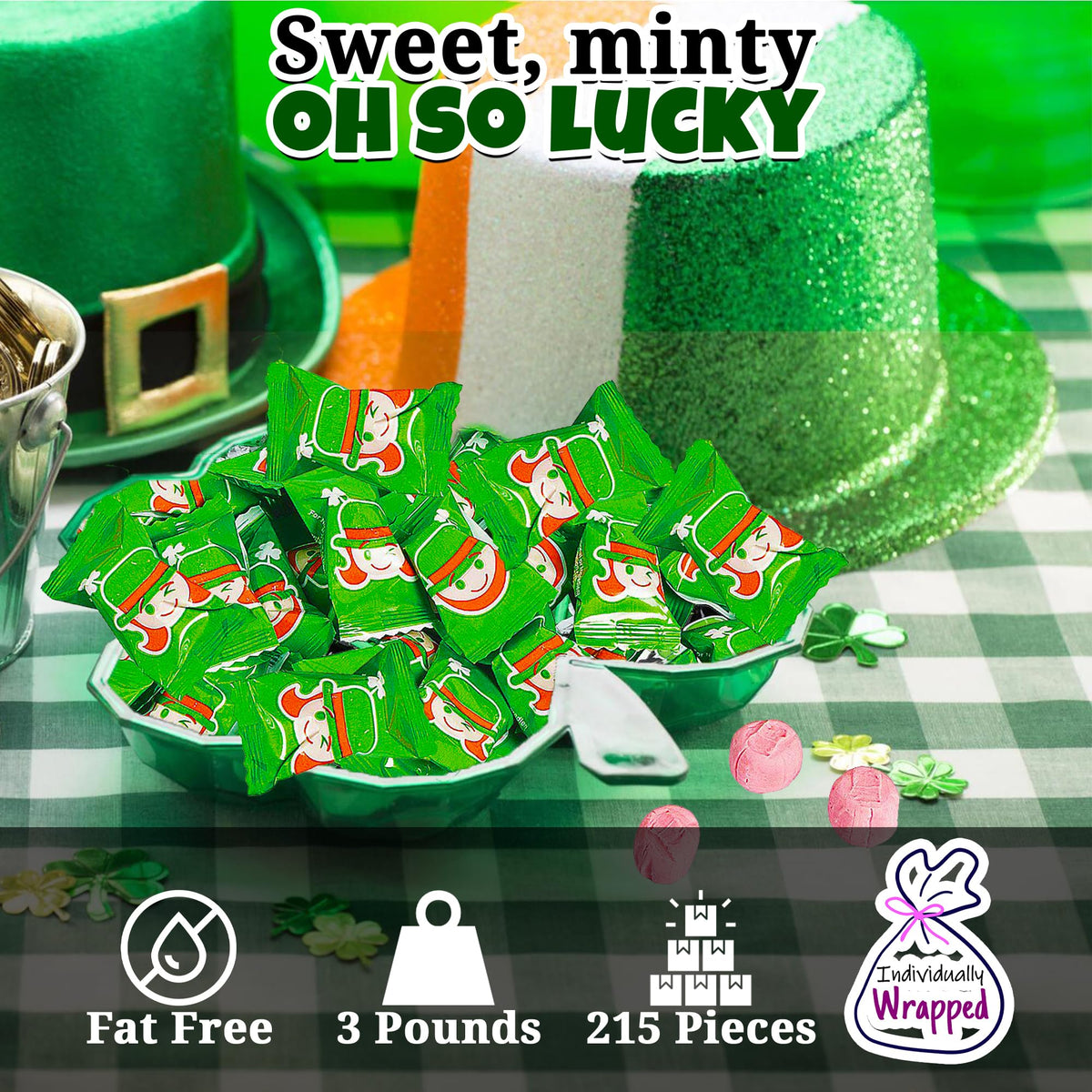 St. Patrick's Day Leprechaun Sweet Cream Buttermints Candy - 108 Pieces - Individually Wrapped