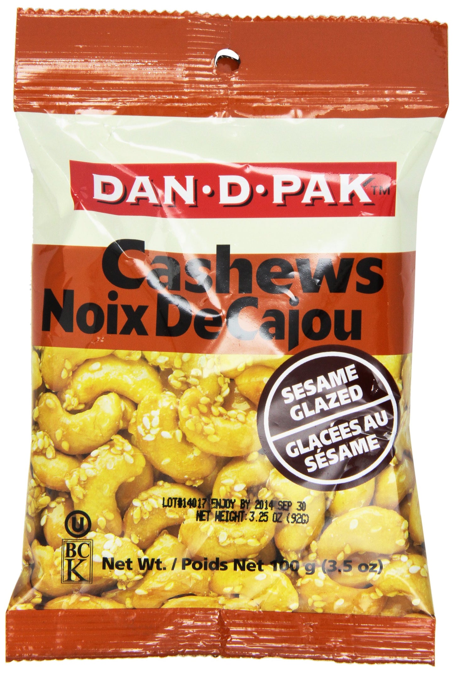 Dan-D-Pak Sesame Glazed Cashews, 3.5-Ounce Bags, (Pack of 12)