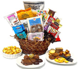 Hand-Crafted 22 Piece customizable chocolate gift basket of gourmet chocolates, cookies, and crunches. Tasty treats selected for businesses, clients