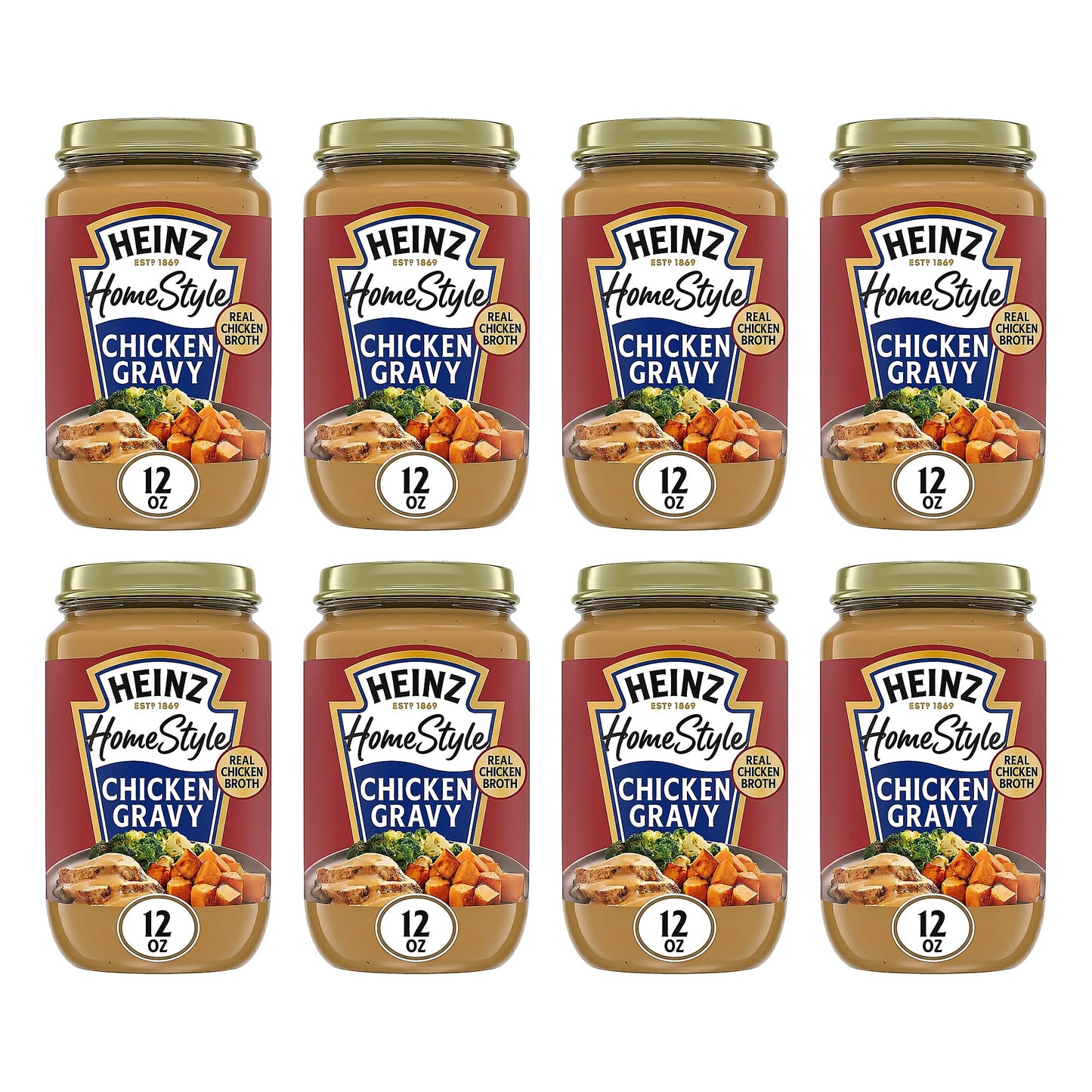 Heinz HomeStyle Classic Chicken Gravy, Savory Poultry Base, Ready to Serve Gravy for Quick Mashed Potatoes and Easy Roast Meals, 12 Ounce (Pack of 8)