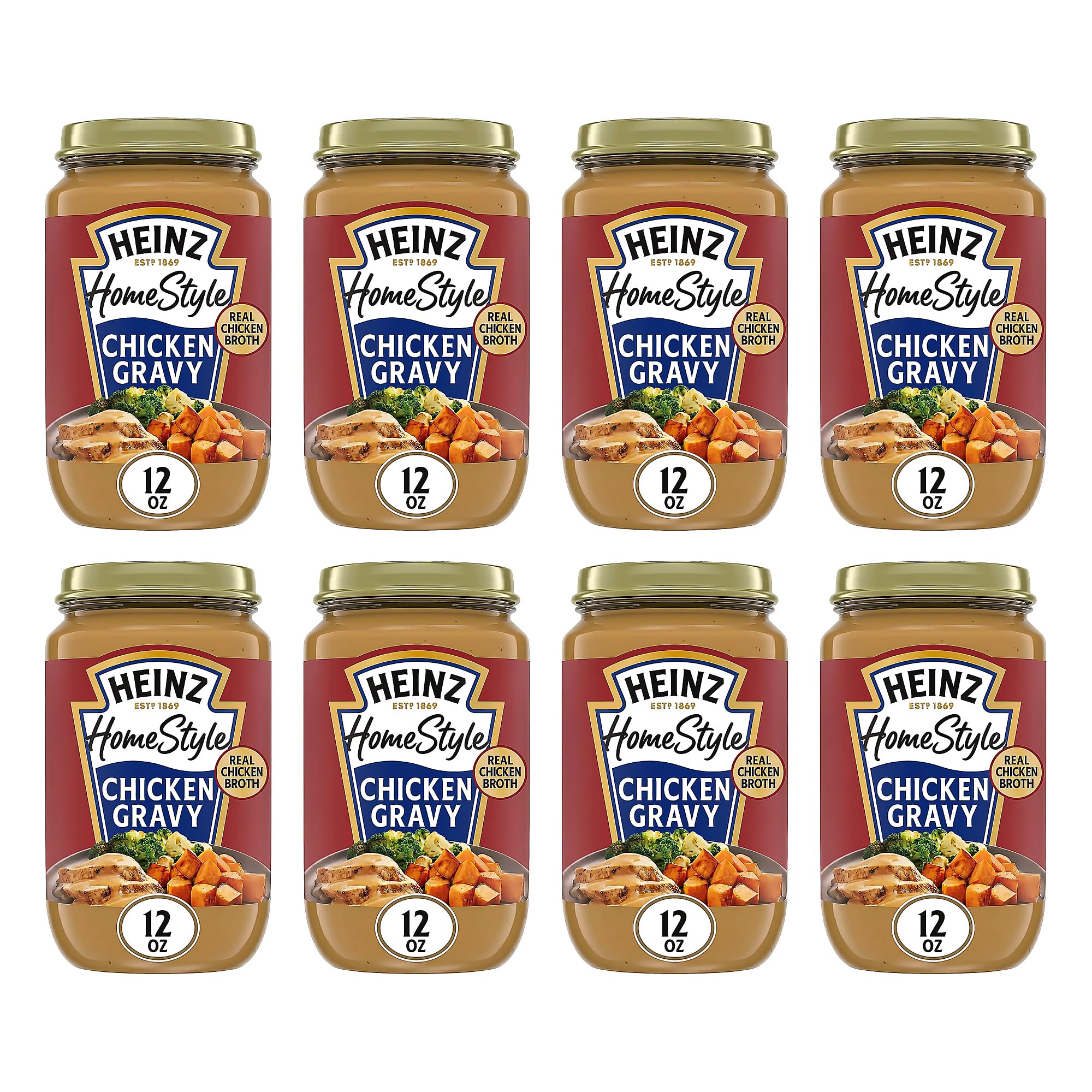 Heinz HomeStyle Classic Chicken Gravy, Savory Poultry Base, Ready to Serve Gravy for Quick Mashed Potatoes and Easy Roast Meals, 12 Ounce (Pack of 8)