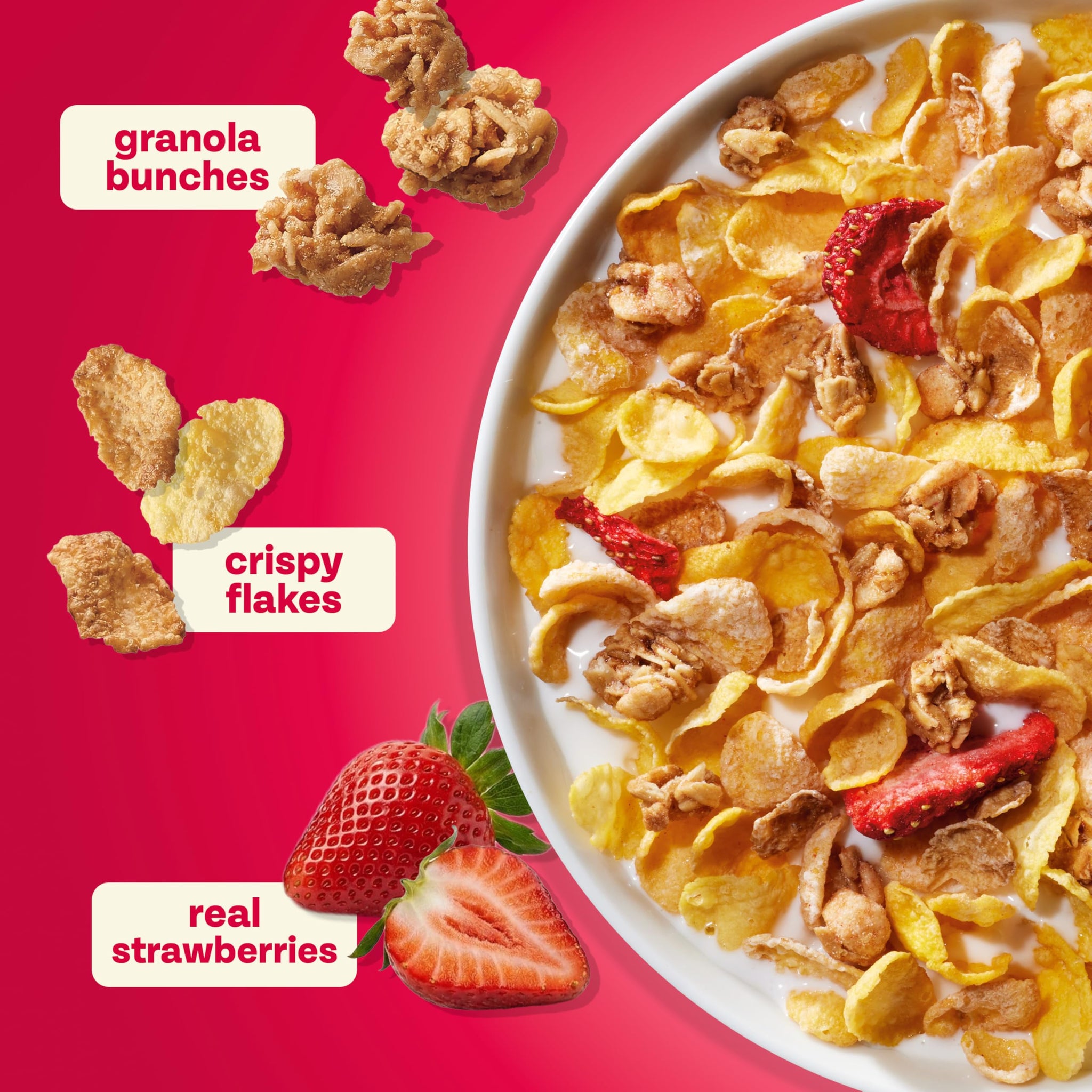 Honey Bunches of Oats Strawberry, Heart Healthy, Low Fat, made with Whole Grain Cereal, 11 Ounce