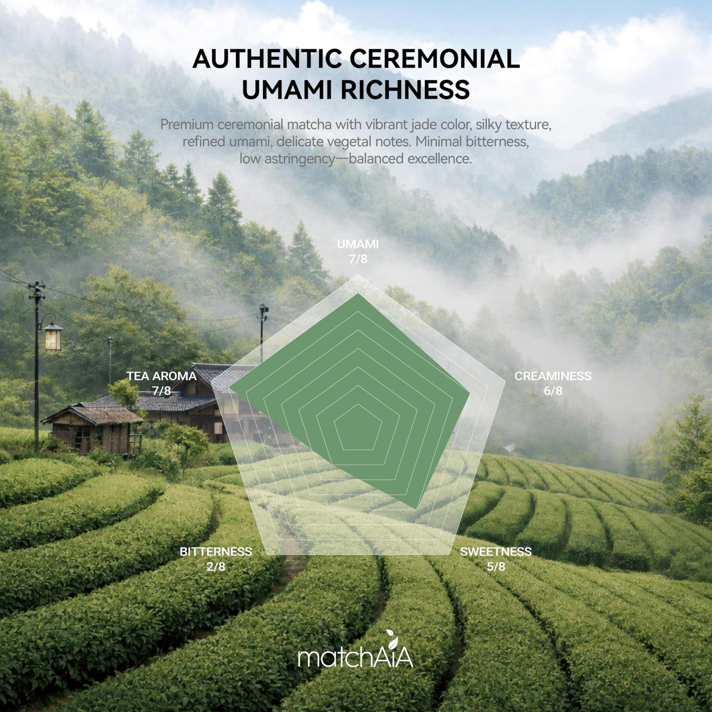 MatchAiA Organic Ceremonial Matcha Green Tea Powder - Premium Ceremonial Grade, First Spring Harvest, USDA Certified, 100% Pure - Sugar Free, Gluten