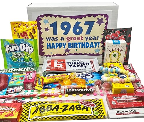 RETRO CANDY YUM ~ 1967 59th Birthday Gift Box of Nostalgic Candy Mix from Childhood for 59 Year Old Man or Woman Born 1967 Jr