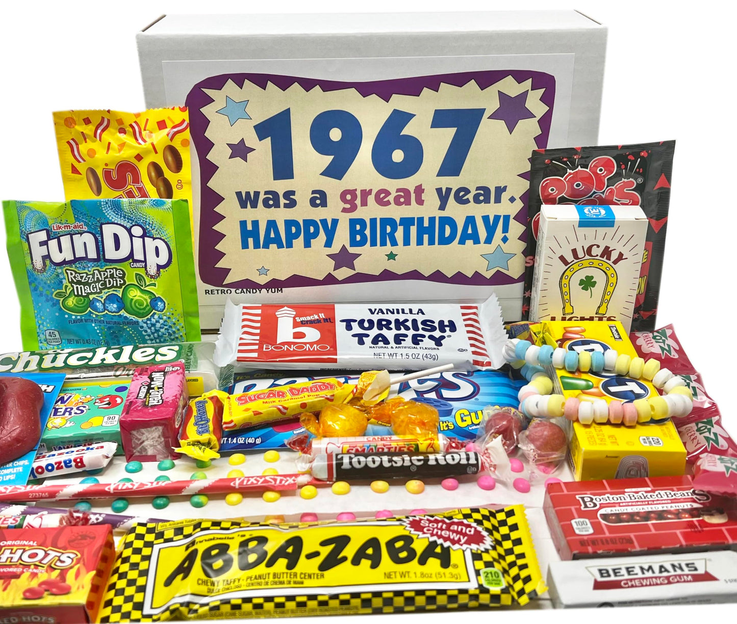 RETRO CANDY YUM ~ 1967 59th Birthday Gift Box of Nostalgic Candy Mix from Childhood for 59 Year Old Man or Woman Born 1967 Jr