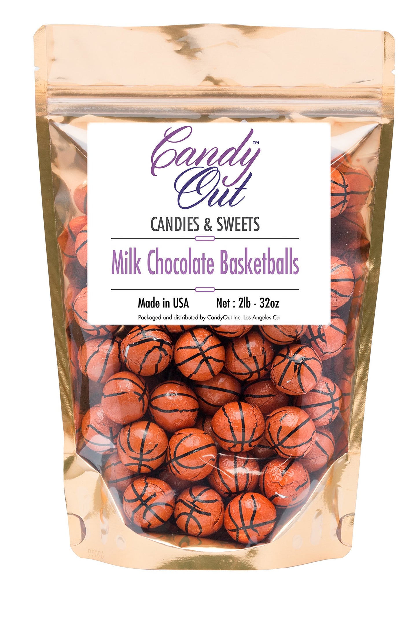 CandyOut Chocolate Basketballs 2 Pound - Foil Wrapped Chocolate Candy in Sealed Bag