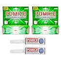 Pumice Toilet Bowl Ring Remover 4 Pack - 2 Pumice Stones with Handle and 2 Heavy Duty Pumice Scrubber Sticks, Removes Stains in Toilets Sinks, Tubs
