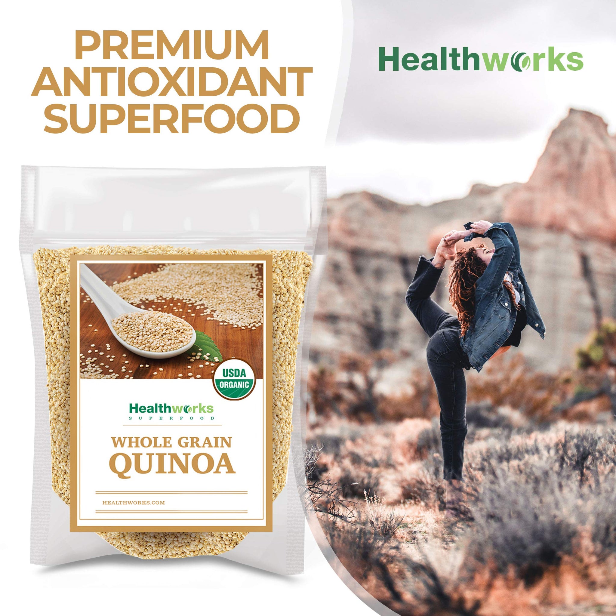 Healthworks Superfoods Organic Quinoa White Whole Grain Raw - 80 Oz / 5 Lbs - Protein, Fiber & Iron - Peruvian Origin - Rice & Pasta Substitute