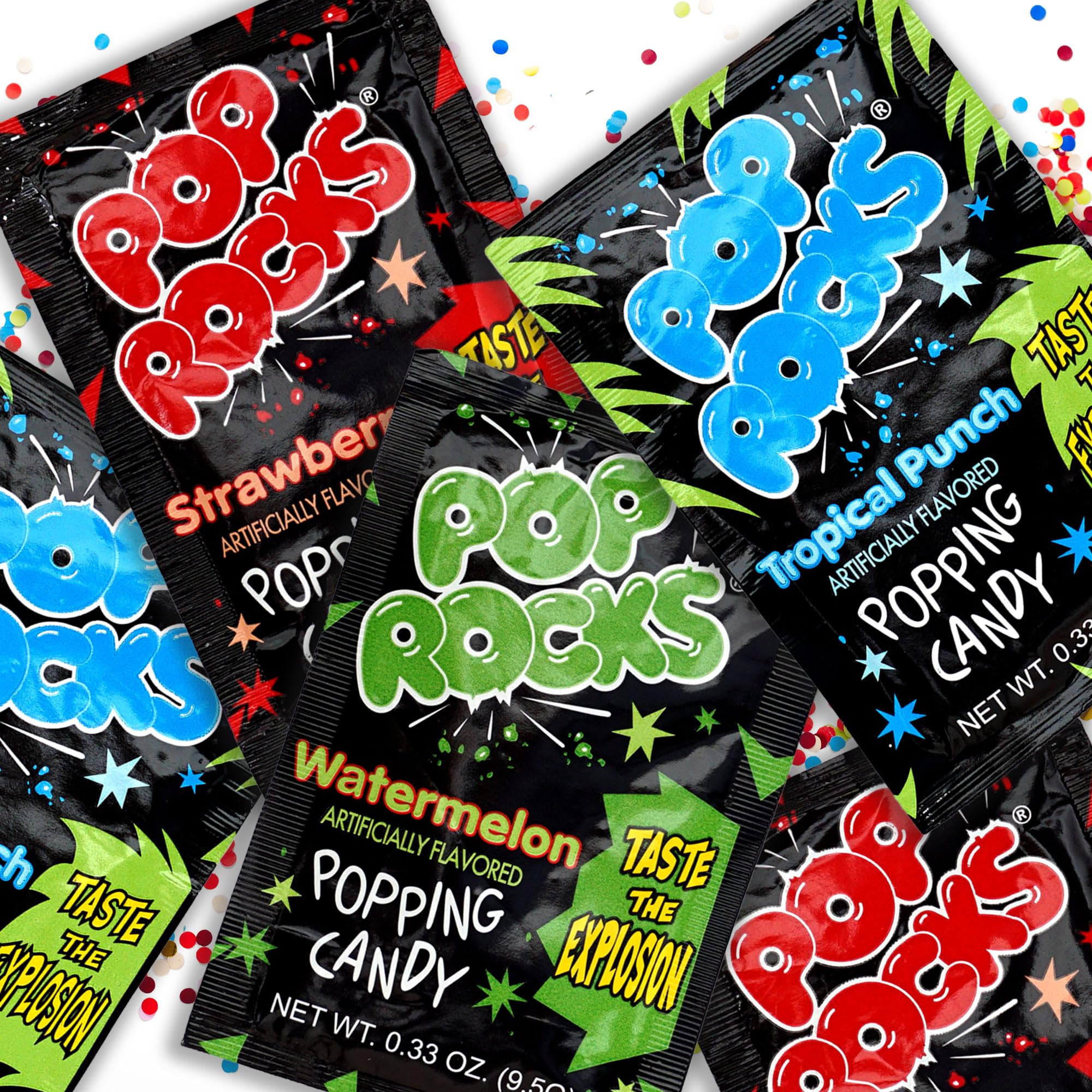 The Hampton Candy Company Pop Rocks Candy 9 Pack, 3 Flavors of Each - Watermelon, Strawberry, Tropical Punch