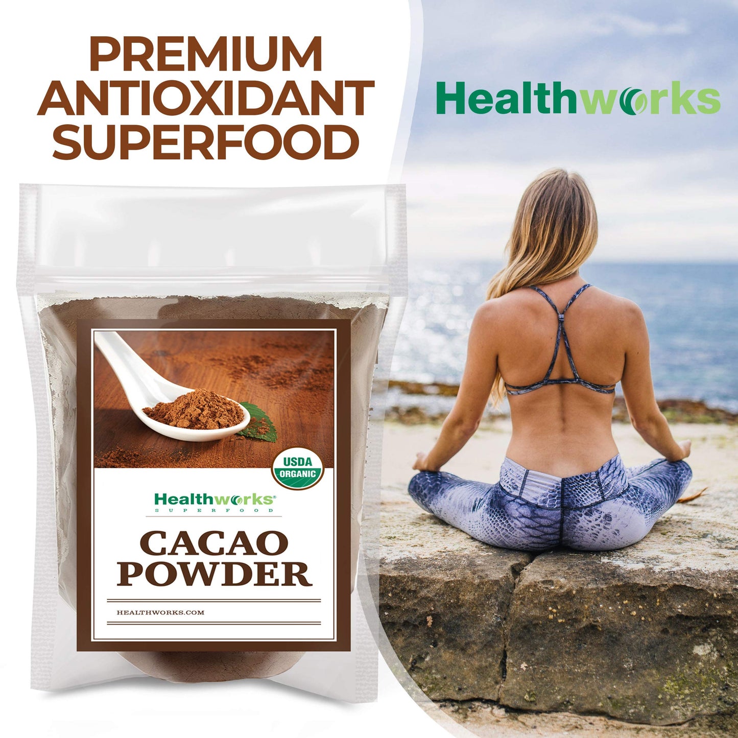 Healthworks Superfoods Organic Cacao Powder - 48 Oz / 3 Lbs - Cocoa Chocolate Substitute - Rich Chocolate Flavour - Sugar-Free, Keto, Vegan & Non-GMO - Peruvian Bean/Nut Origin - Antioxidant Superfood