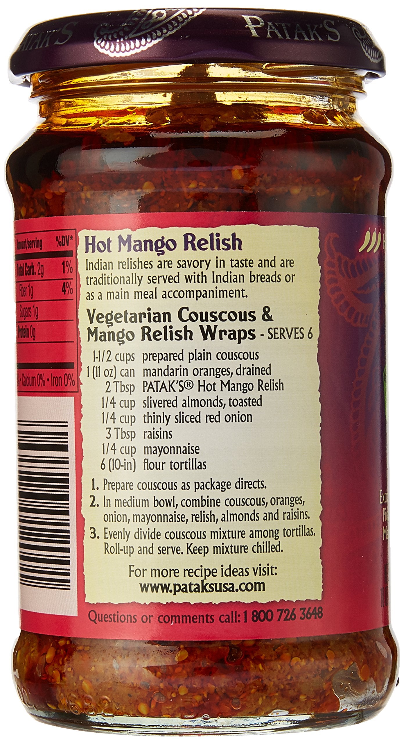 Patak’s Hot Mango Pickle - Authentic Indian Relish w/Mango Chunks, Mustard Seeds & Aromatic Spices - Perfect for Sandwiches, Salads & Cold Meats