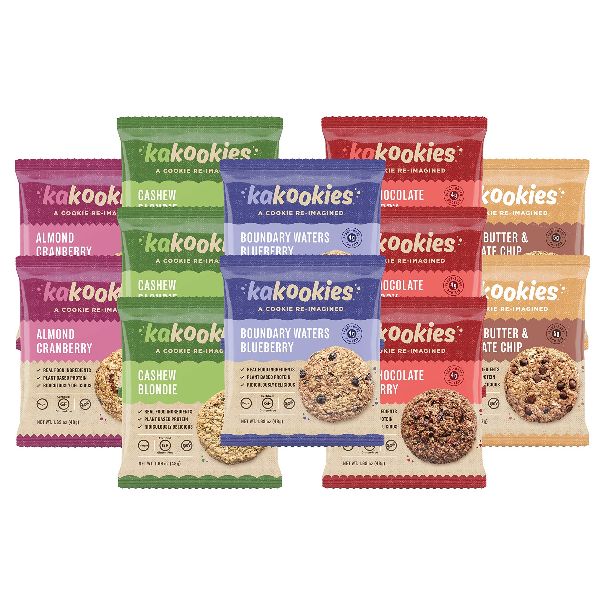 Kakookies A Cookie Re-Imagined, Assortment of 5 Flavors (Box of 12 Cookies), Soft-Baked, Plant-Based, Dairy Free, Gluten Free, Vegan