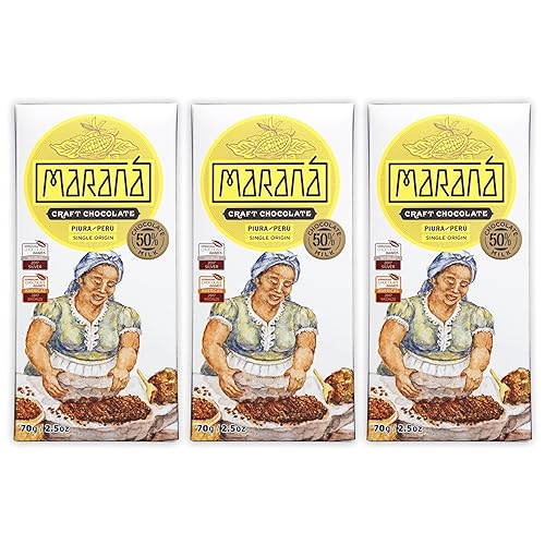 Maraná Chocolate Piura 50% Milk Chocolate 3 Pack - Organic Peruvian Single Origin Chocolate | Premium Bean-to-Bar | Soy Free & Gluten Free