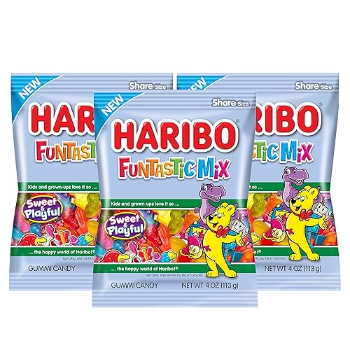 Haribo Funtastic Mix Share Size Gummy Candy-Sweet and Playful- Shapes Include Alligators, Frogs, Planes and Robots. Oodles of Shapes and Flavors!, 4