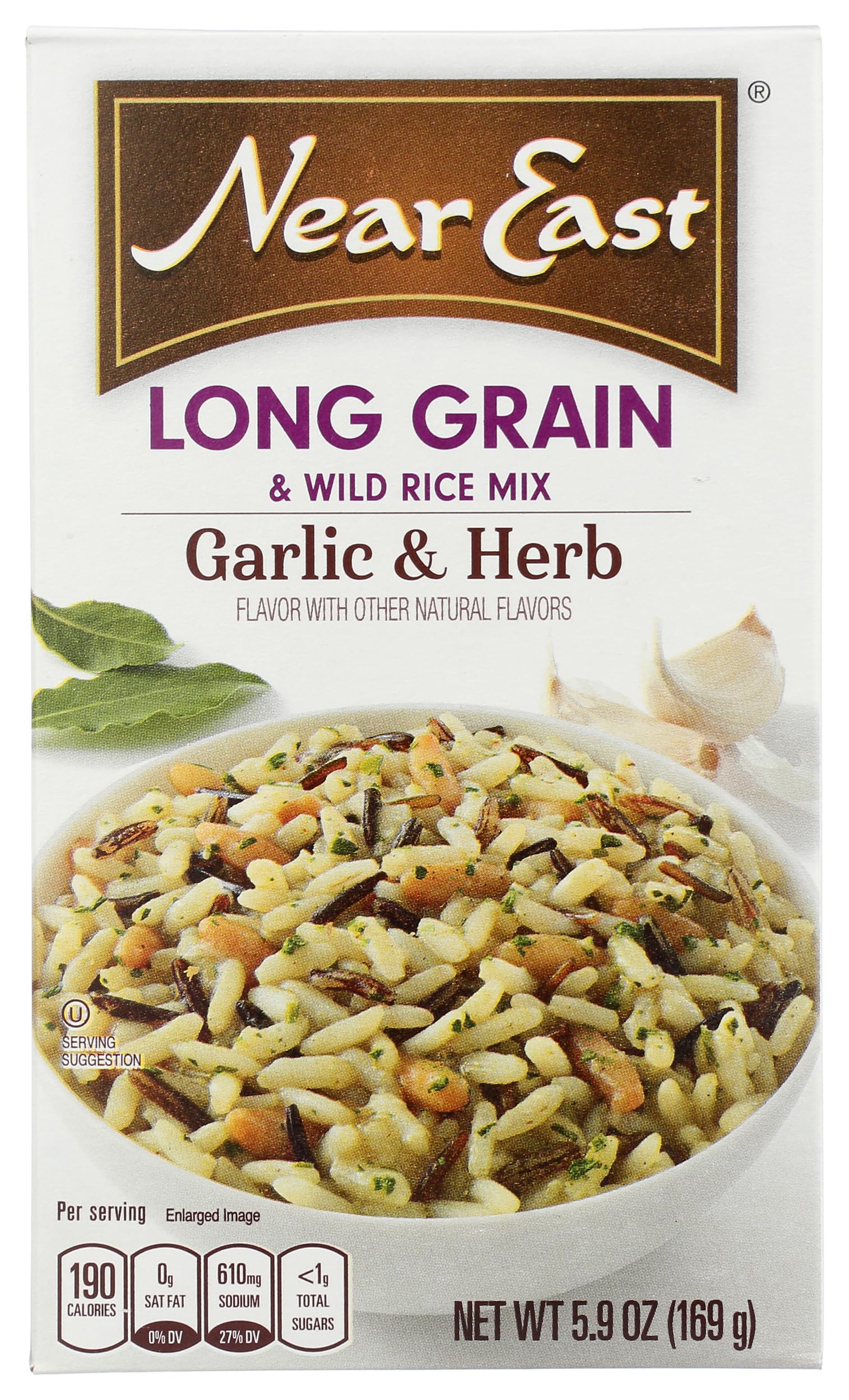 Near East Long Rain & Wild Rice Mix, Garlic & Herb, 5.9oz Boz