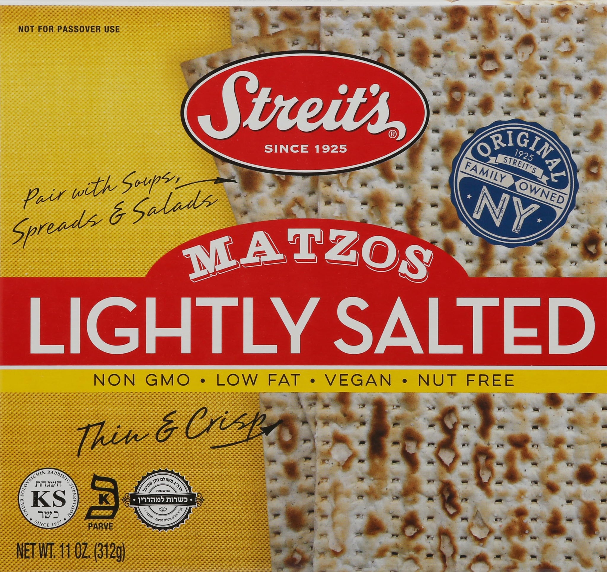 Streit's, Matzos Lightly Salted, 11 Ounce