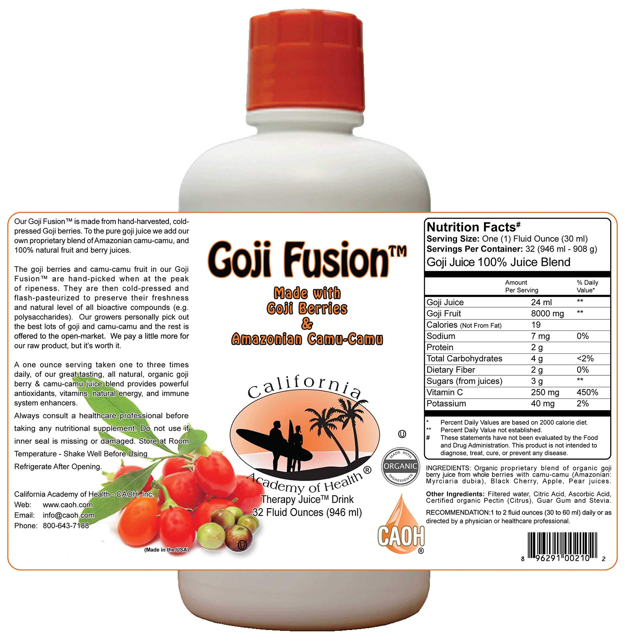 Goji Fusion - Organic Goji Juice Blend from CAOH (1-32 oz Bottle)