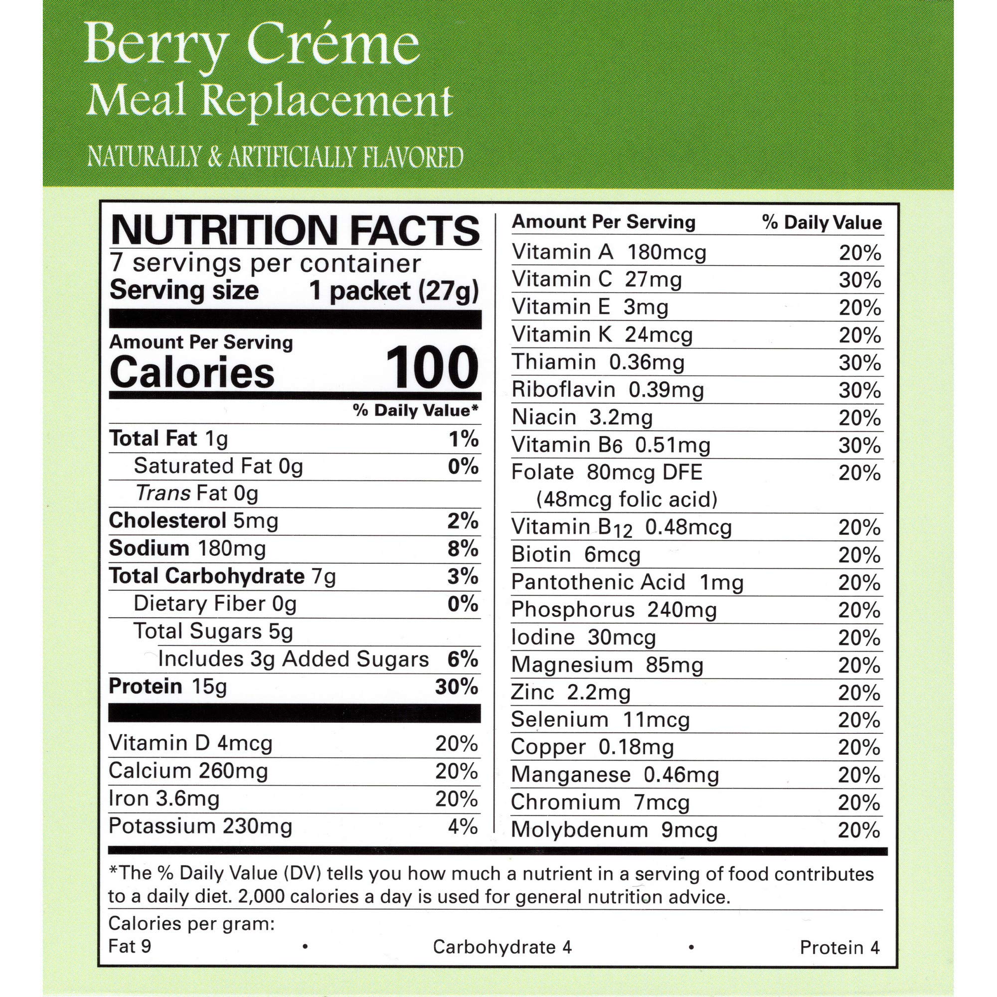 Weight Loss Systems Meal Replacement Smoothie - Berry Creme - High Protein 15g - Low Carb - Vitamins and Minerals - (7/Box)