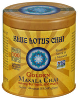 Blue Lotus Chai - Golden Masala Flavor Chai - Makes 100 Cups - 3 Ounce Masala Spiced Chai Powder with Organic Spices - Instant Indian Tea No Steeping